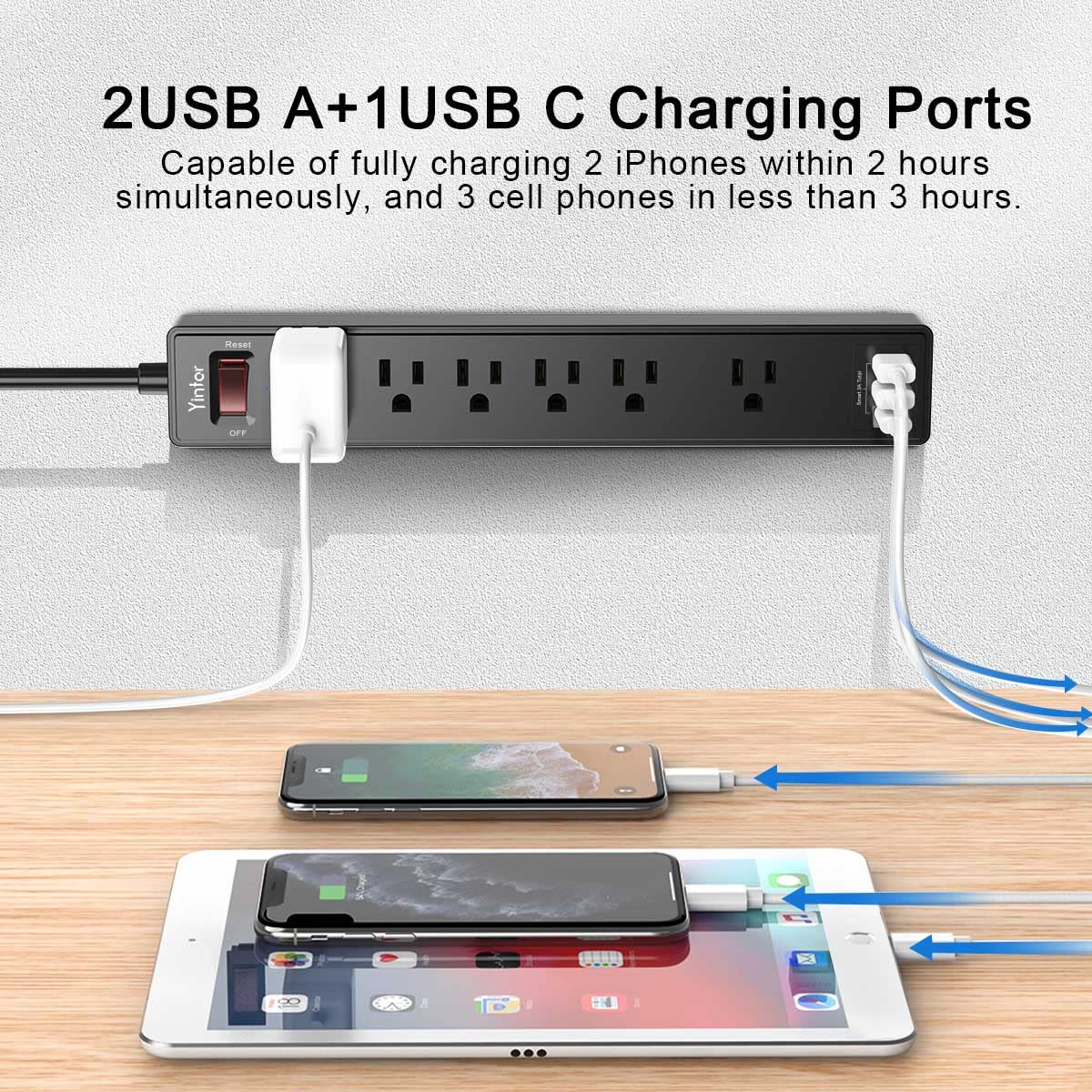Yintar 6Ft Surge Protector Power Strip with 6 Outlets & 3 USB Ports, Black Father Jim Norris notebooks
