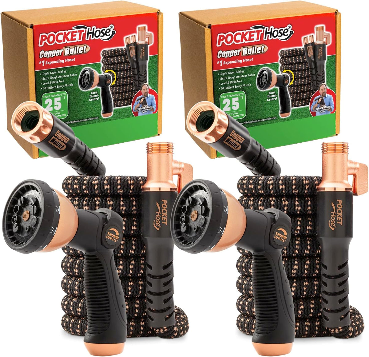 Pocket Hose Copper Bullet 50 FT Expandable Garden Hose, 10-Pattern Nozzle Father Jim Norris notebooks
