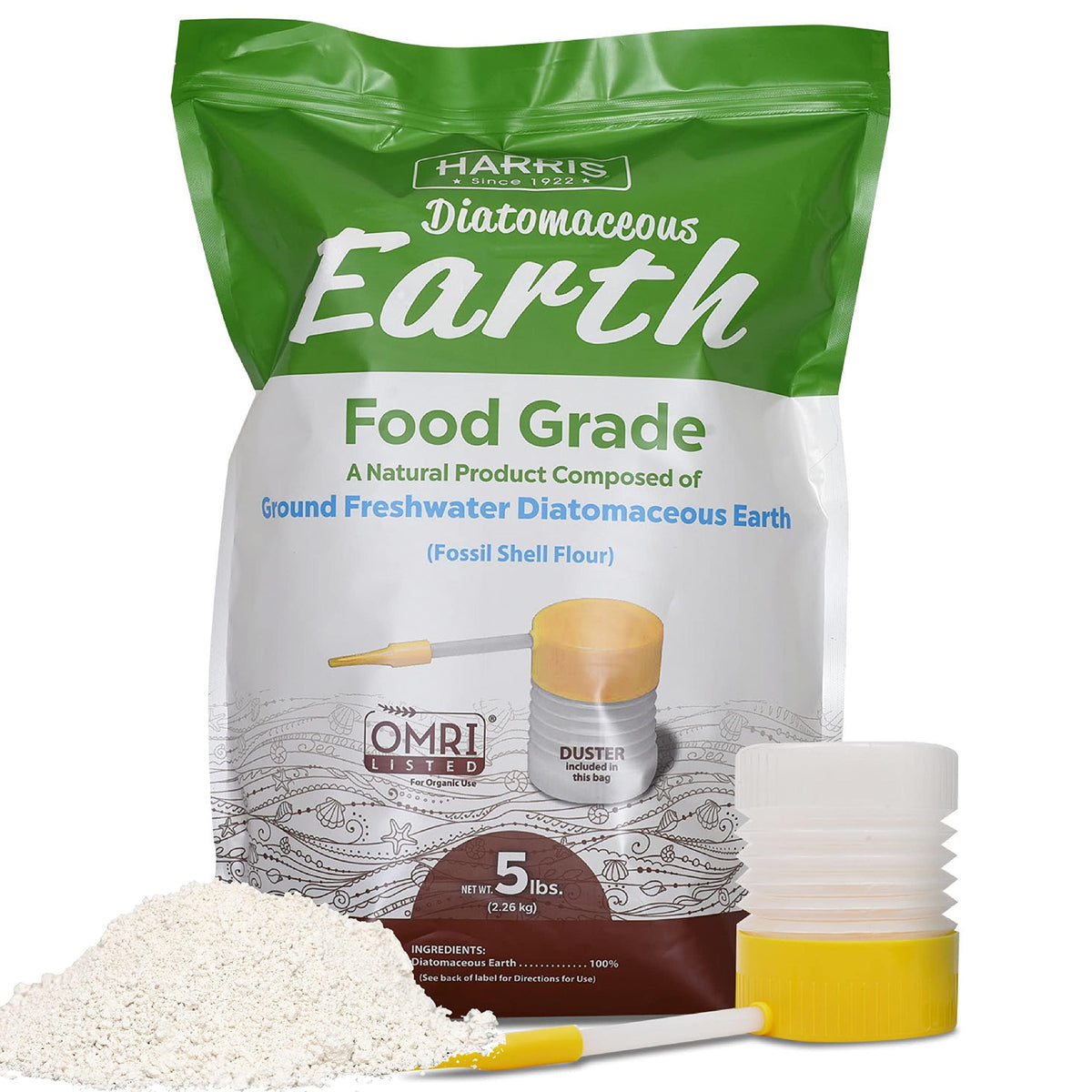 HARRIS Diatomaceous Earth Food Grade, 4lb with Powder Duster Included in The Bag Father Jim Norris notebooks