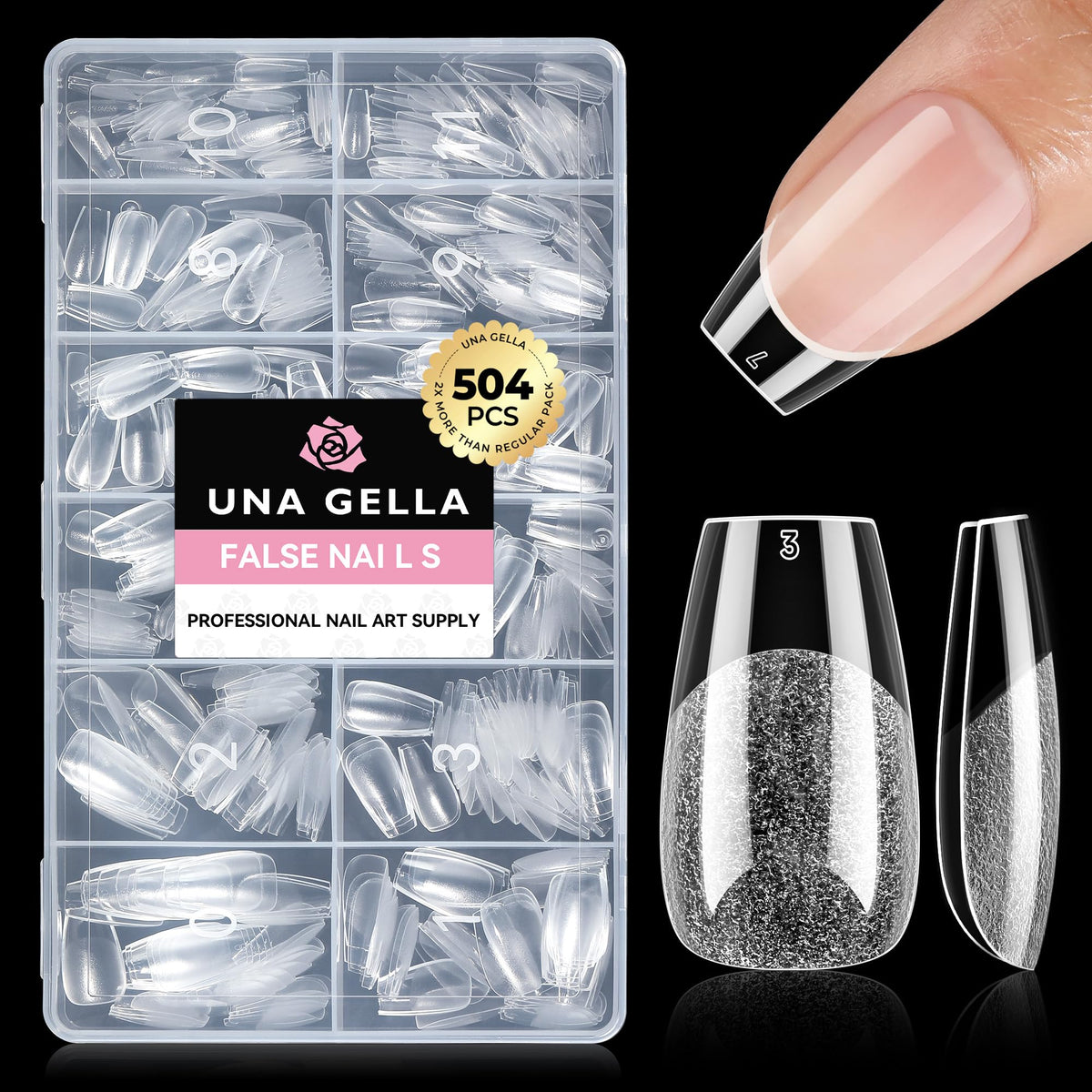 UNA GELLA Short Almond Nail Tips 504PCS Short Fake Nails Soft Press Ons