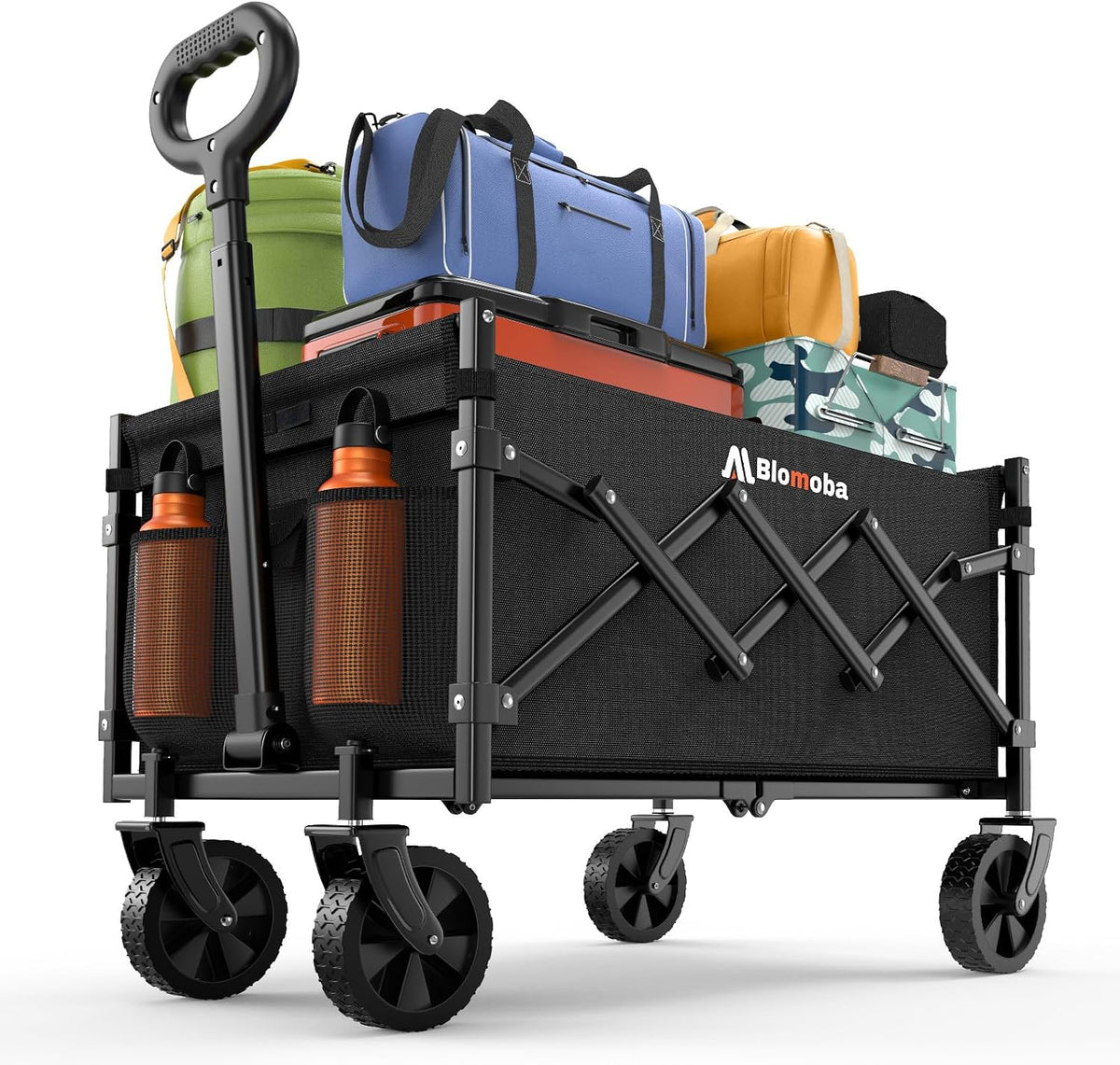 Blomoba Folding Wagon Cart with Wheels, 220lbs Utility Wagon Cart, Black Father Jim Norris notebooks