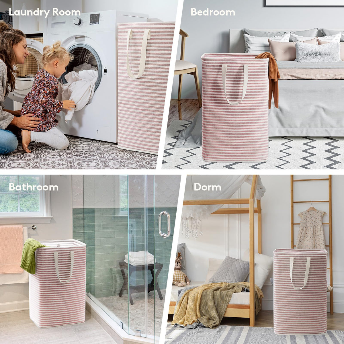 Lifewit 80L Large Laundry Baskets, Laundry Hampers Bags, 2 Pack, Grey