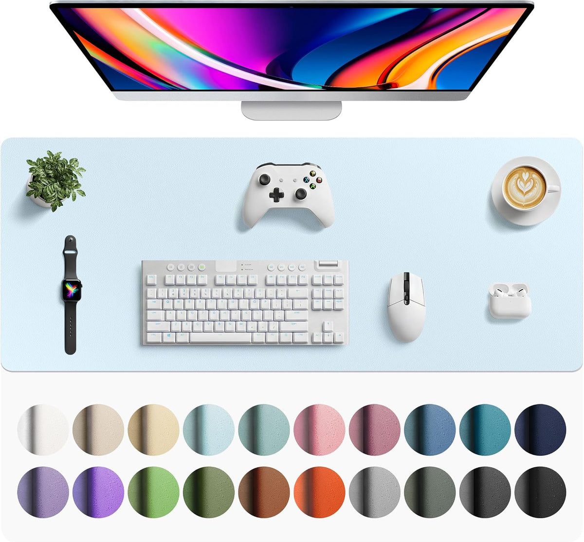 Aothia Non-Slip Waterproof PU Leather Desk Pad Protector for Mouse, Writing Desk, Office, Home, Laptop Blotter, 23.6" x 13.7", Black Father Jim Norris notebooks