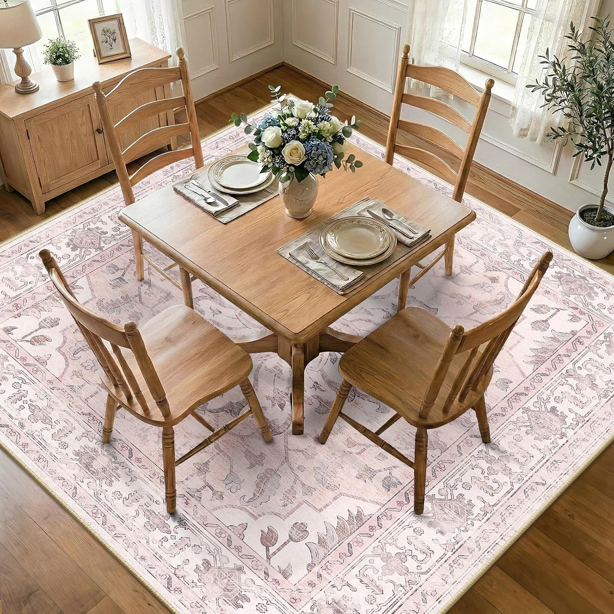 RELEANY Washable Area Rug, Small 2'x3', Teal Green/White/Navy