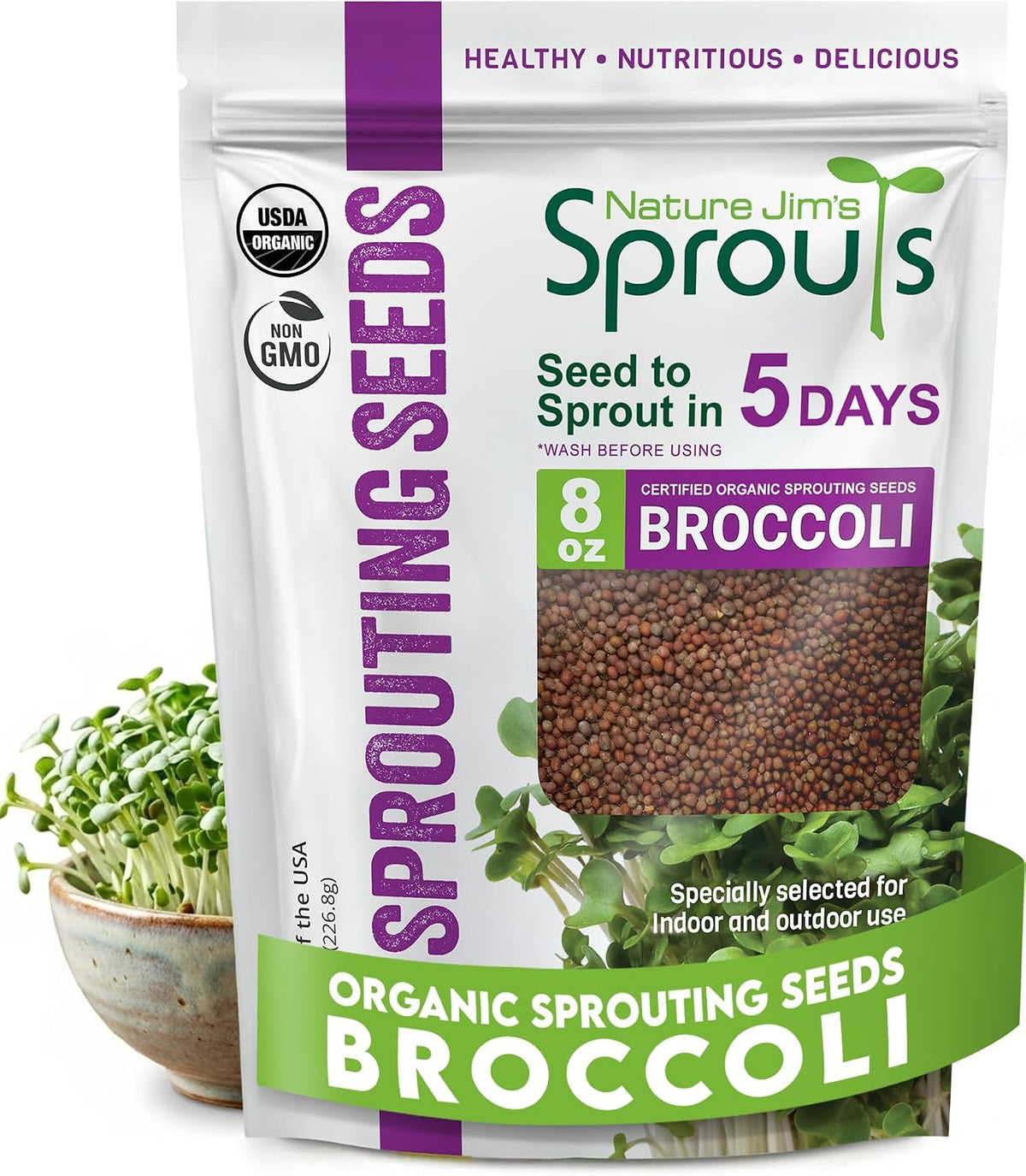 Nature Jim's Sprout Organic Broccoli Seeds – Non-GMO, Sprouting Seeds - 8oz Father Jim Norris notebooks
