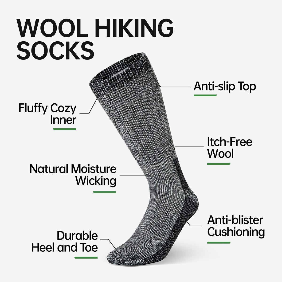 Alvada Mens Merino Wool Crew Socks Thermal and Warm Socks for Winter Work Hiking Running 3 Pairs