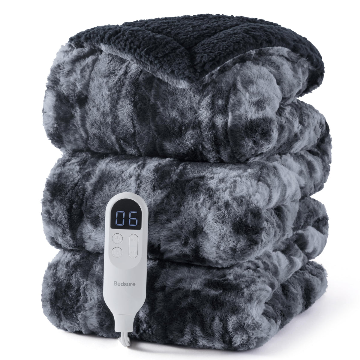 Bedsure Electric Blanket Twin with Preheat Function - Soft Flannel Heated Blanket Twin Size, Fast Heating with 6 Time Settings (Up to 10H) & 6 Heat Settings, Gifts for Grandma (62x84 inches, Grey)