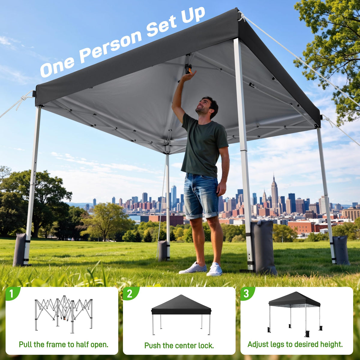 10x10 Pop Up Canopy Tent with One-Push Center Lock,Dark Gray Father Jim Norris notebooks