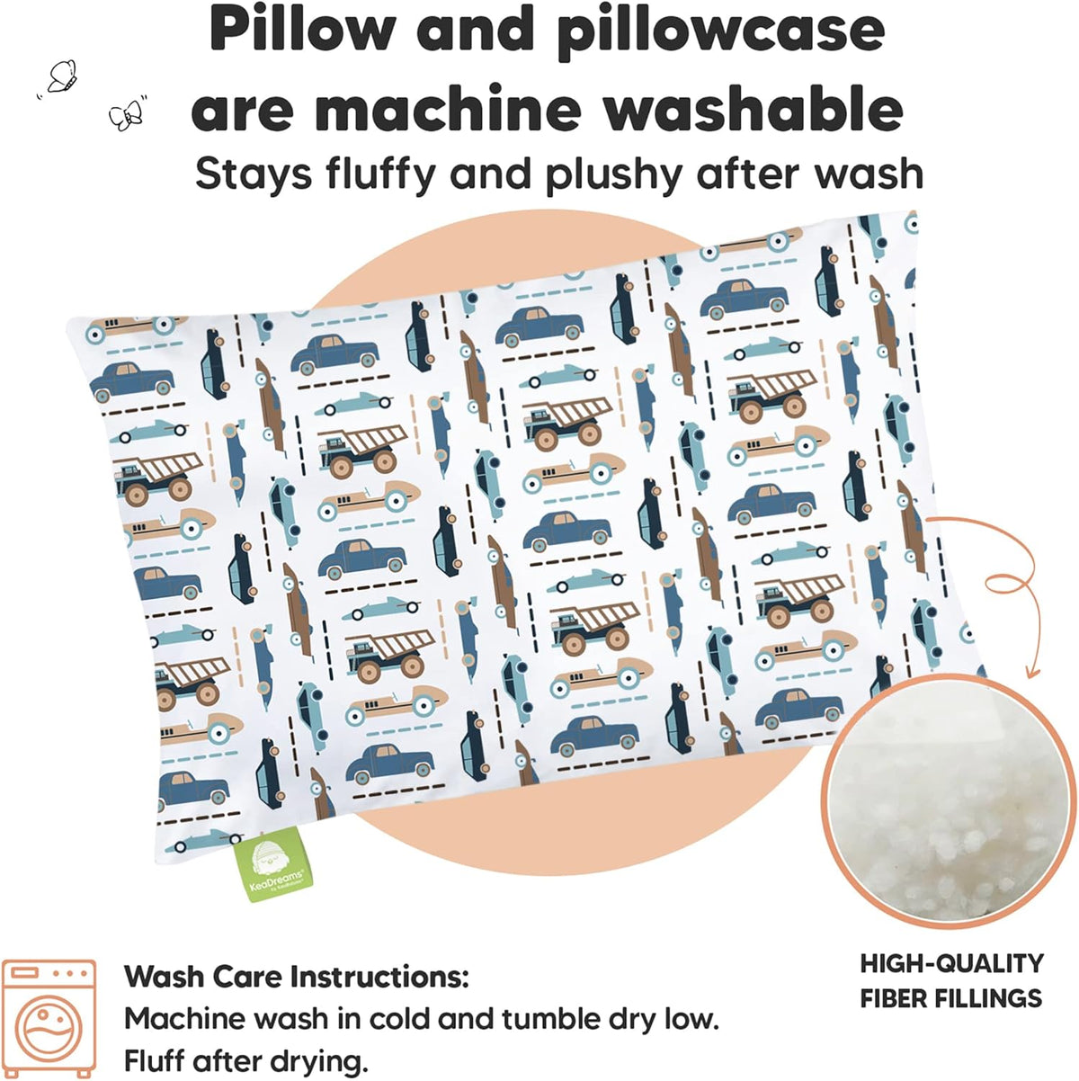 Toddler Pillow with Pillowcase, 13x18 My Little Dreamy Pillow (ABC Land)