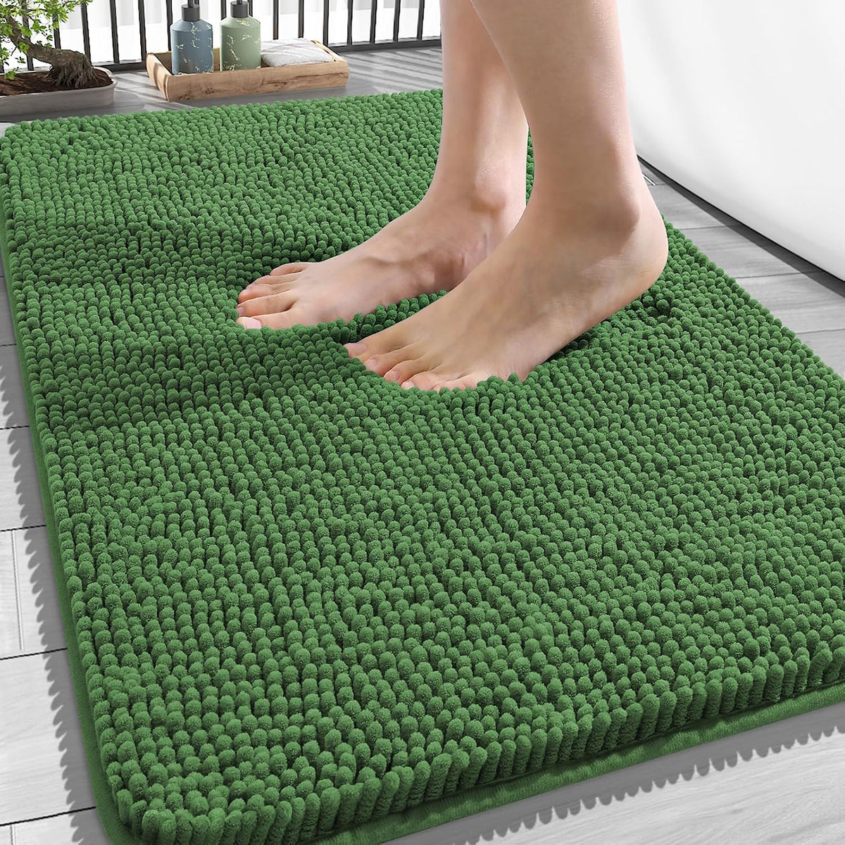 OLANLY Toilet Rugs U-Shaped 20x20,, Soft Absorbent Chenille Contour Rugs