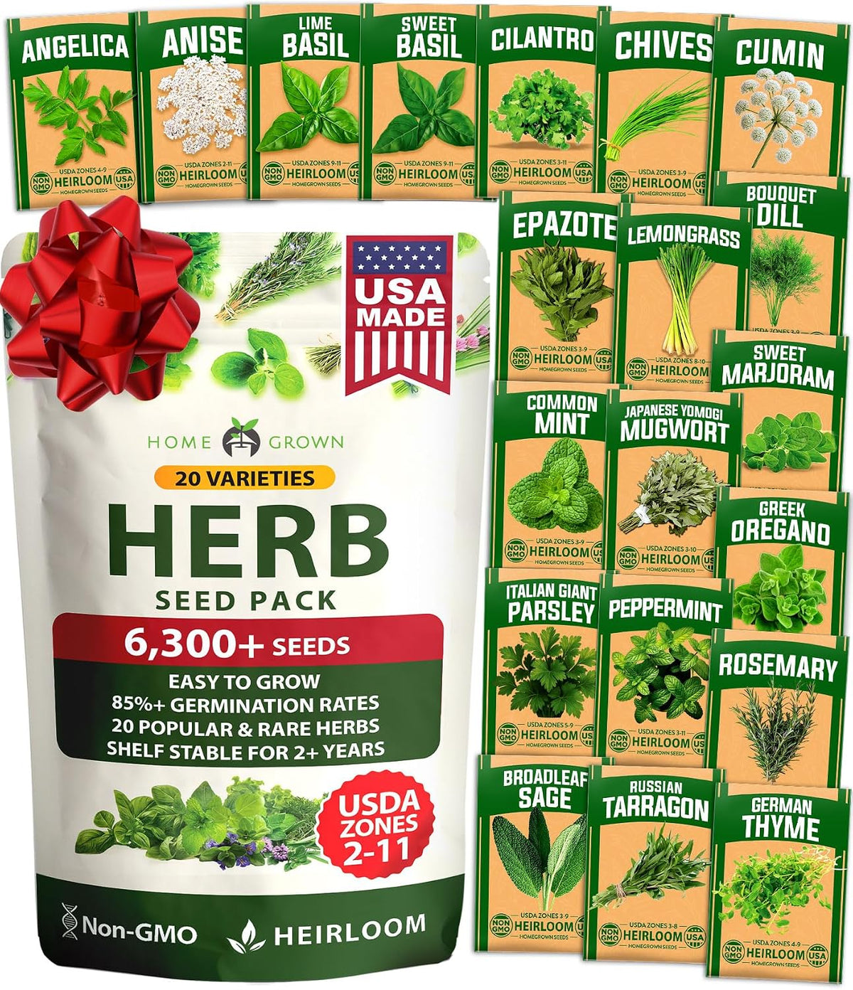 HOME GROWN 15 Herb Seed Variety Kit, 5100+ Seeds, Culinary Herb Kit Father Jim Norris notebooks