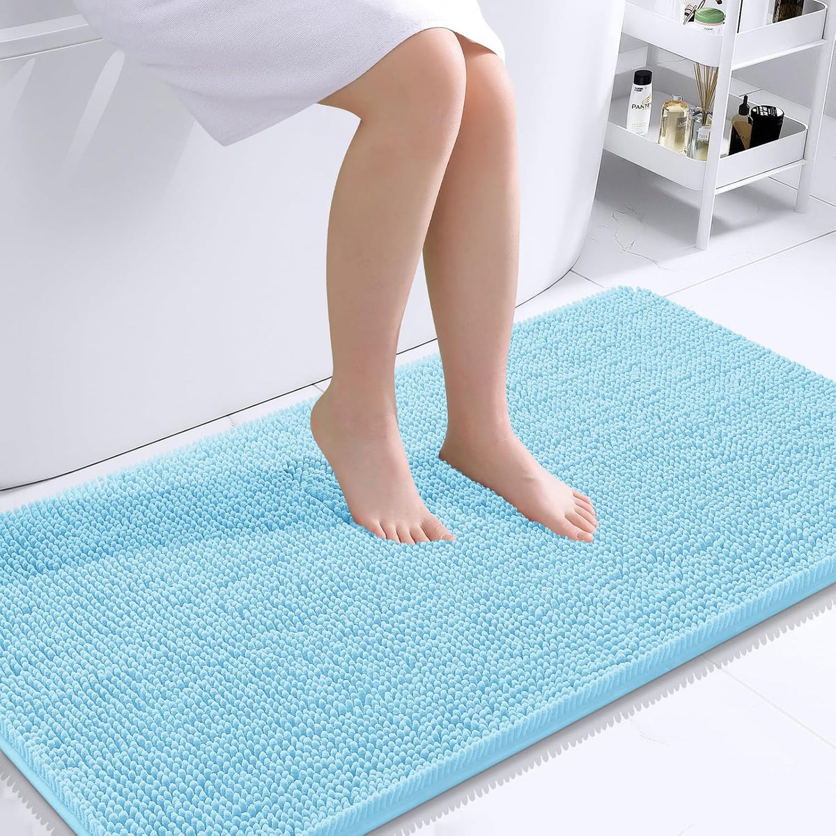 OLANLY Toilet Rugs U-Shaped 20x20,, Soft Absorbent Chenille Contour Rugs
