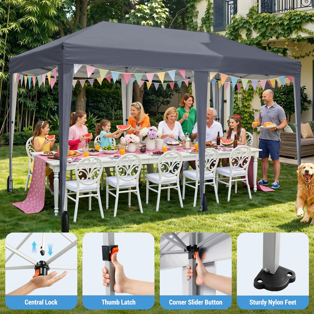 10x10 Pop Up Canopy Tent with One-Push Center Lock,Dark Gray Father Jim Norris notebooks
