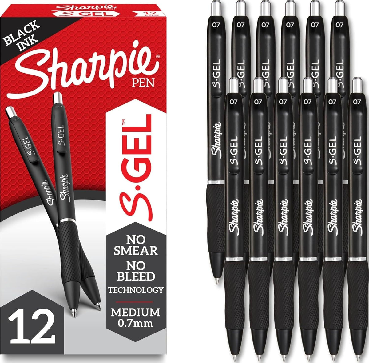Sharpie S-Gel Gel Pens, Black Barrel, Medium Point (0.7mm), Black Gel Ink, 12 Count - Home, Office, School, Journaling, Writing, Note-Taking, Teacher Supplies Father Jim Norris notebooks
