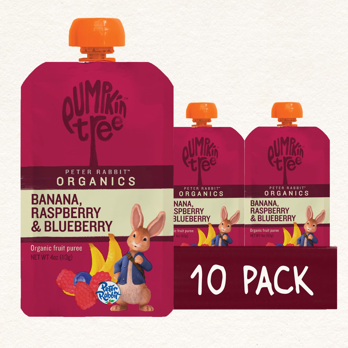 Pumpkin Tree Peter Rabbit Organics Strawberry and Banana Pure Fruit Snack, 4 Ounce (Pack of 10)