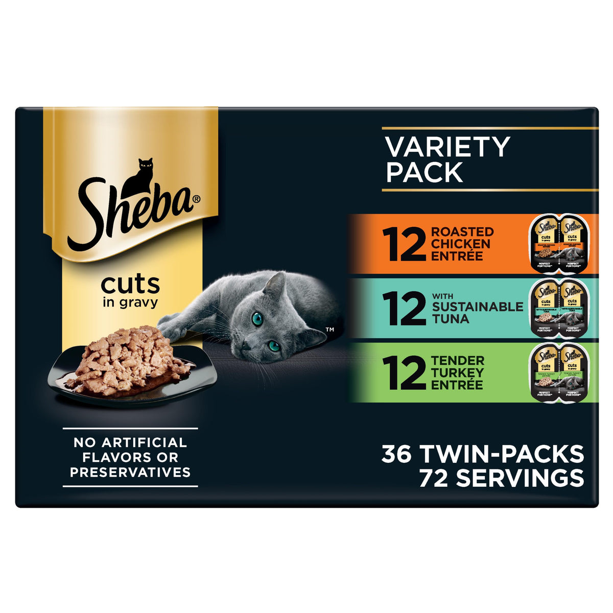 Sheba Perfect Portions Cuts Wet Cat Food, Salmon & Tuna, 2.6 oz, 12 ct, 2pk