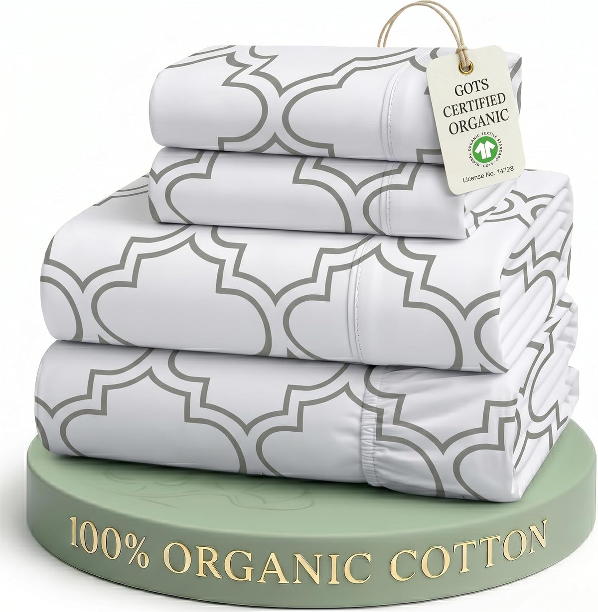 LANE LINEN California King Sheets 100% Organic Cotton 4pc Percale - White