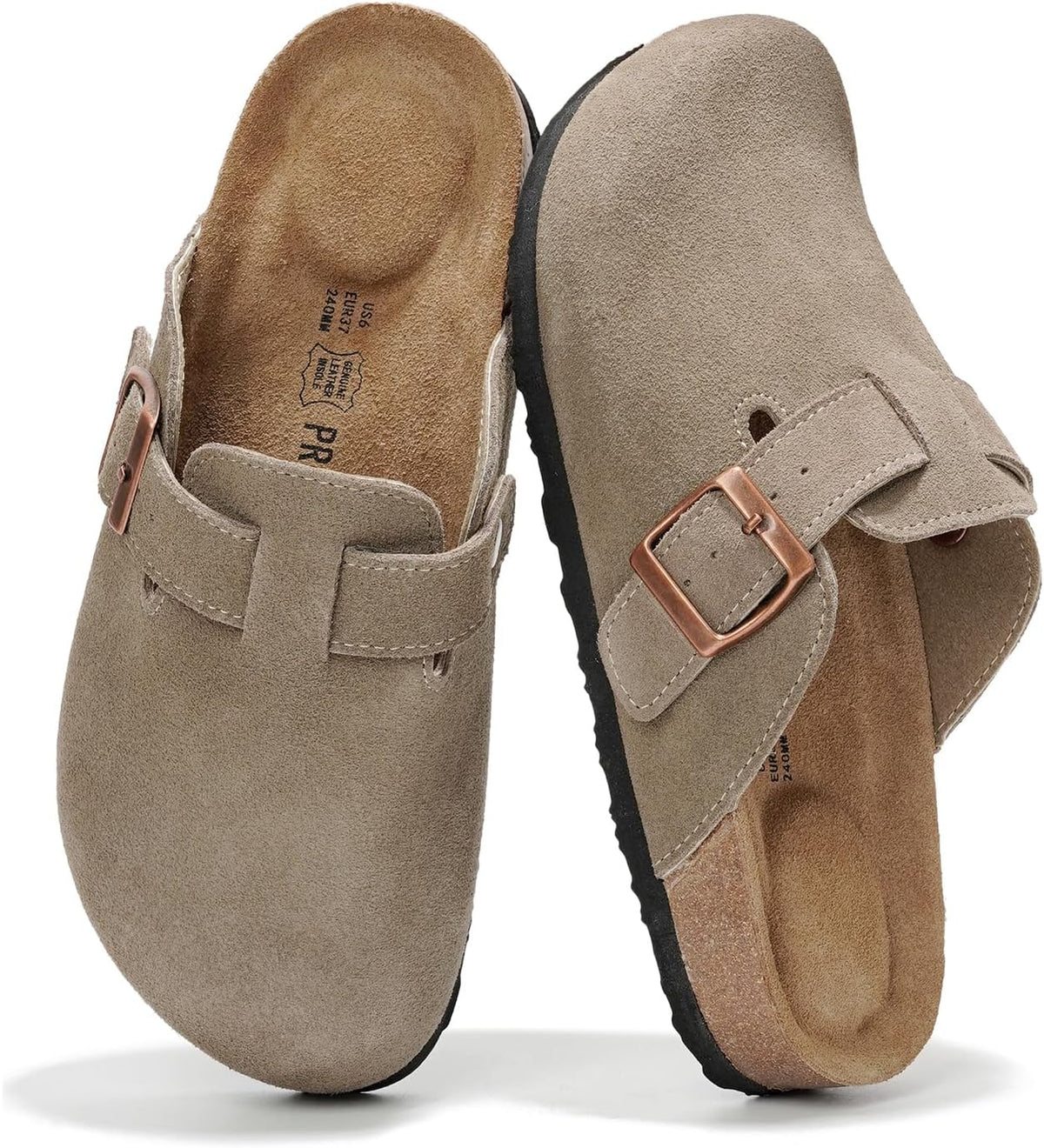 Project Cloud 100% Genuine Leather Womens Cork Footbed Clogs for Women