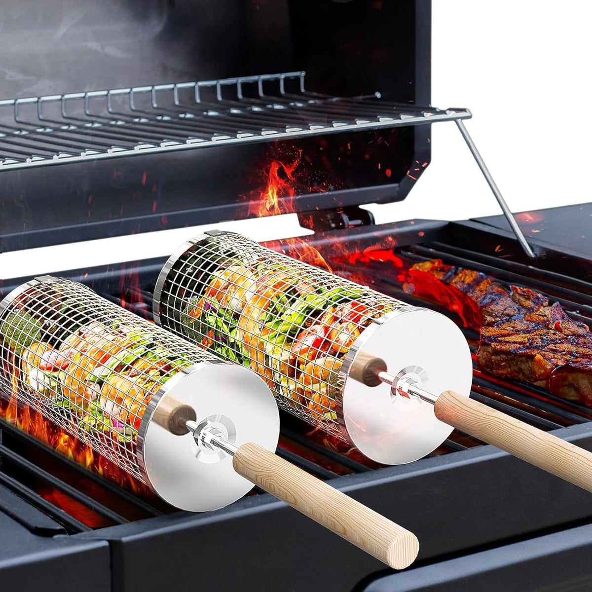 Rolling Grill Basket, Grilling Accessories, Outdoor Camping, Gifts for Men Father Jim Norris notebooks