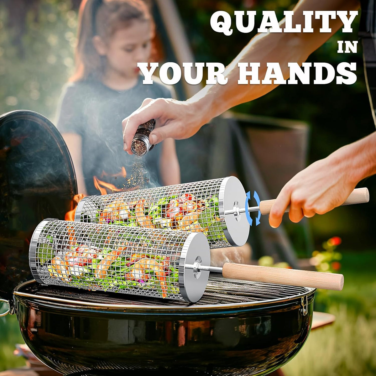 Rolling Grill Basket, Grilling Accessories, Outdoor Camping, Gifts for Men Father Jim Norris notebooks