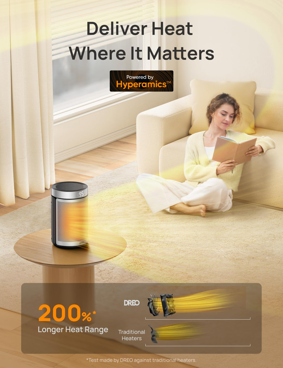 DREO Space Heater, Portable Electric Heaters for Indoor Use with Thermostat