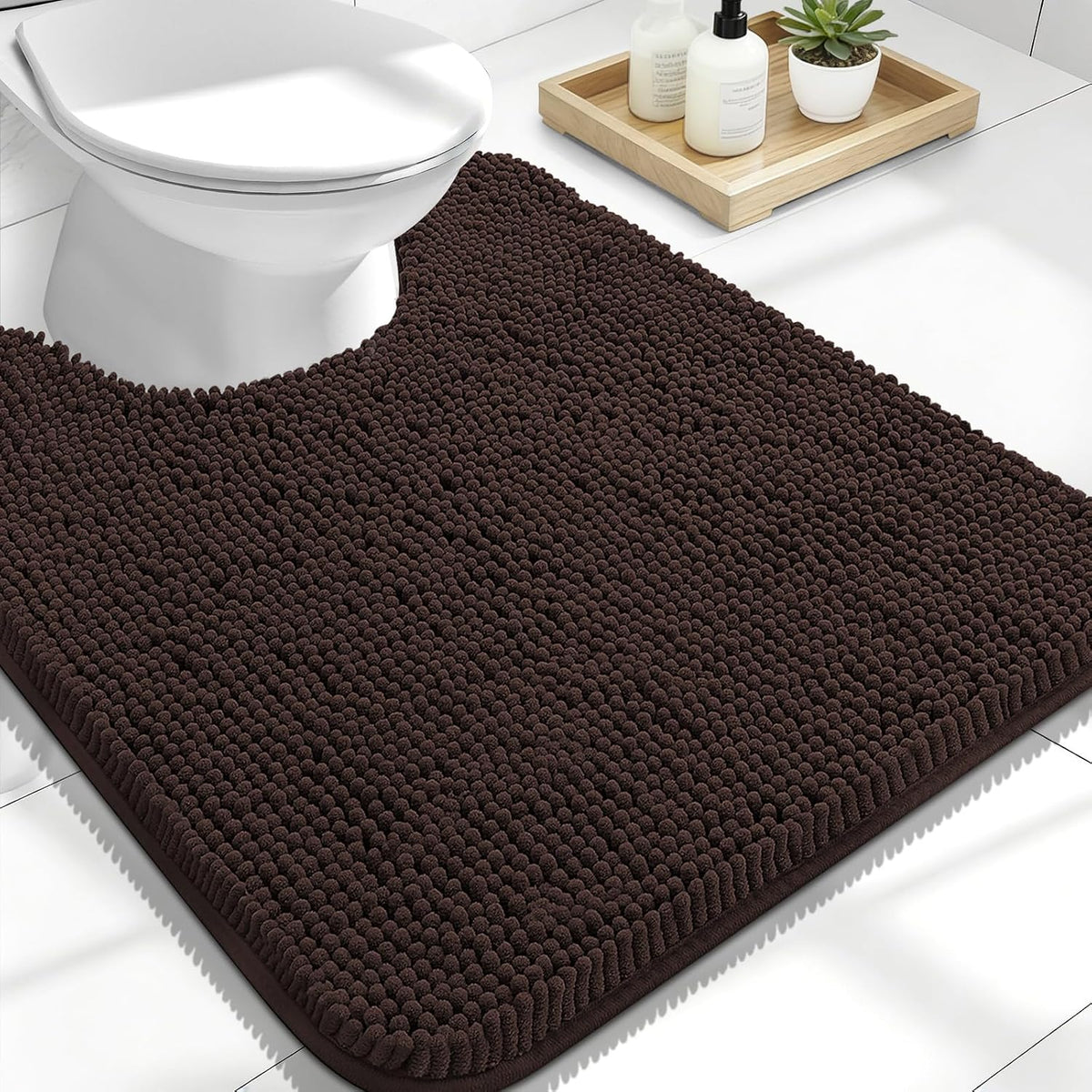 OLANLY Toilet Rugs U-Shaped 20x20,, Soft Absorbent Chenille Contour Rugs