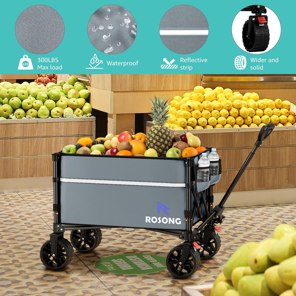ROSONG Collapsible Wagon Cart with Wheels Foldable - Folding Utility Heavy Duty Wagons Carts for Grocery Sports Garden Shopping Camping Wheelbarrows (Pink, 120L) Father Jim Norris notebooks