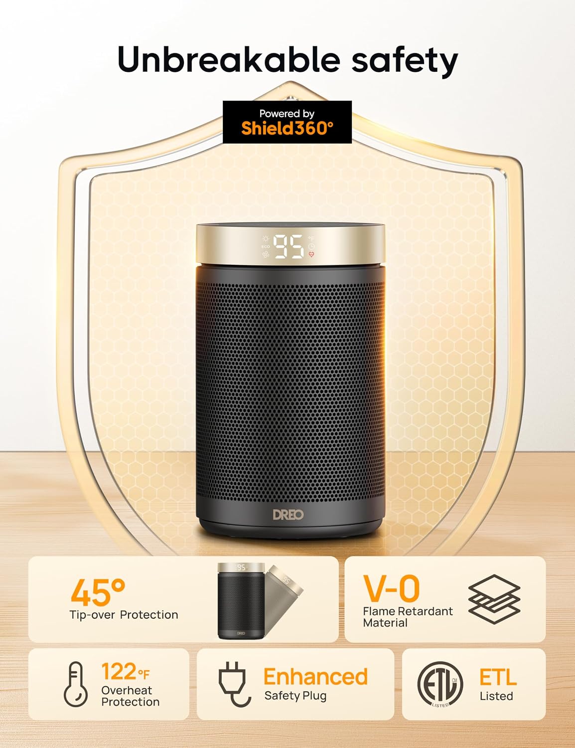 DREO Space Heater, Portable Electric Heaters for Indoor Use with Thermostat