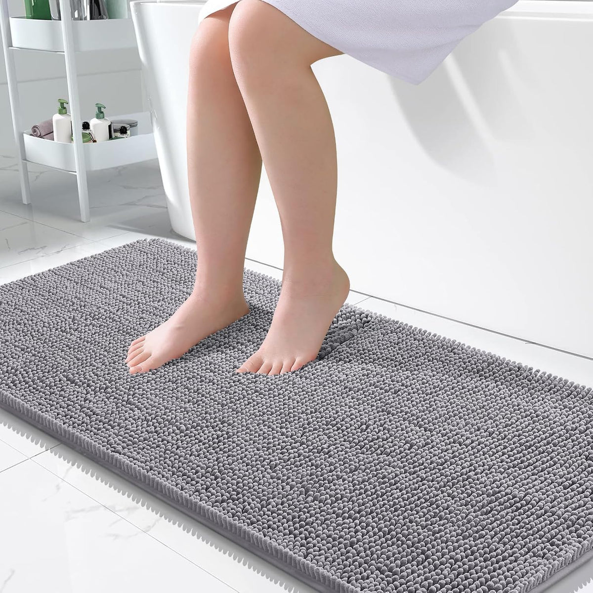 OLANLY Toilet Rugs U-Shaped 20x20,, Soft Absorbent Chenille Contour Rugs
