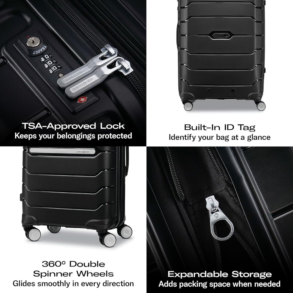 Samsonite Freeform Medium Luggage with Dual 360° Spinner Wheels - Checked Suitcase - TSA Lock, Airline-Approved - Lightweight Durable Polypropylene Expandable Hardshell - Amethyst Purple