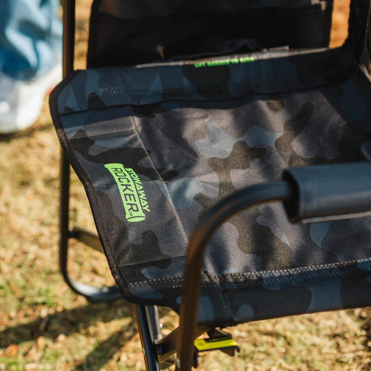 GCI Outdoor Freestyle Rocker XL with Side Table Camping Chair | Portable Folding Rocking Chair with Solid, Durable Armrests, Drink Holder & Comfortable Backrest — Black Father Jim Norris notebooks