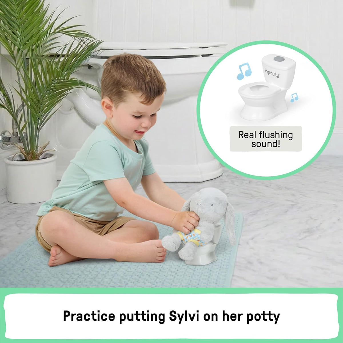 Ingenuity My Size Potty Training Toilet Kit with Sylvi Potty Training Book, Makes Learning