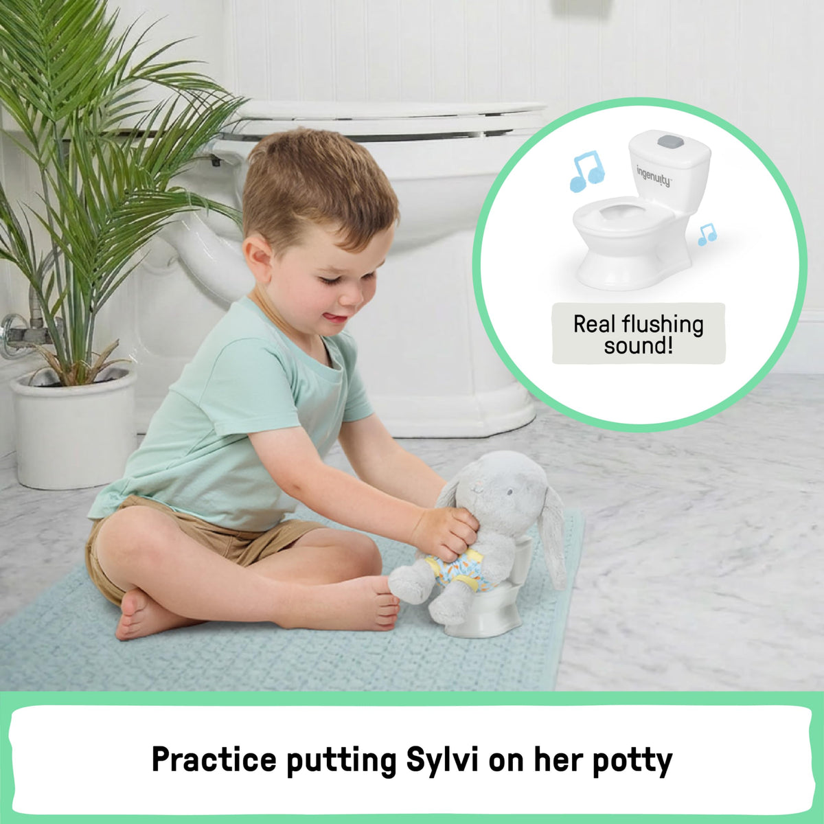 Ingenuity My Size Potty Training Toilet Kit with Sylvi Potty Training Book, Makes Learning