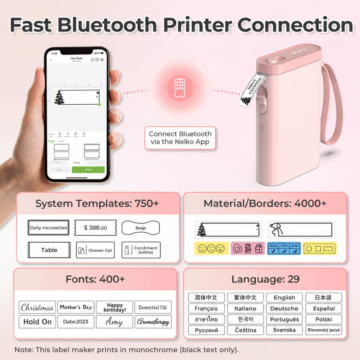 Nelko P21 Label Maker Machine with Tape, Bluetooth Label Printer, White Father Jim Norris notebooks