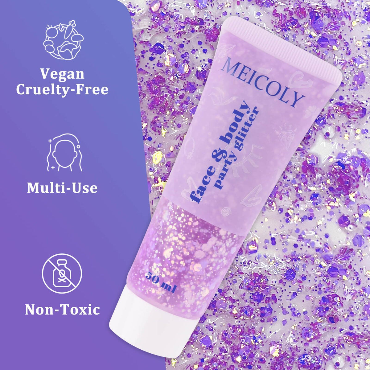 Clear White Face Body Glitter Gel, Halloween Mermaid Fairy Hair Glitter Makeup for Kids