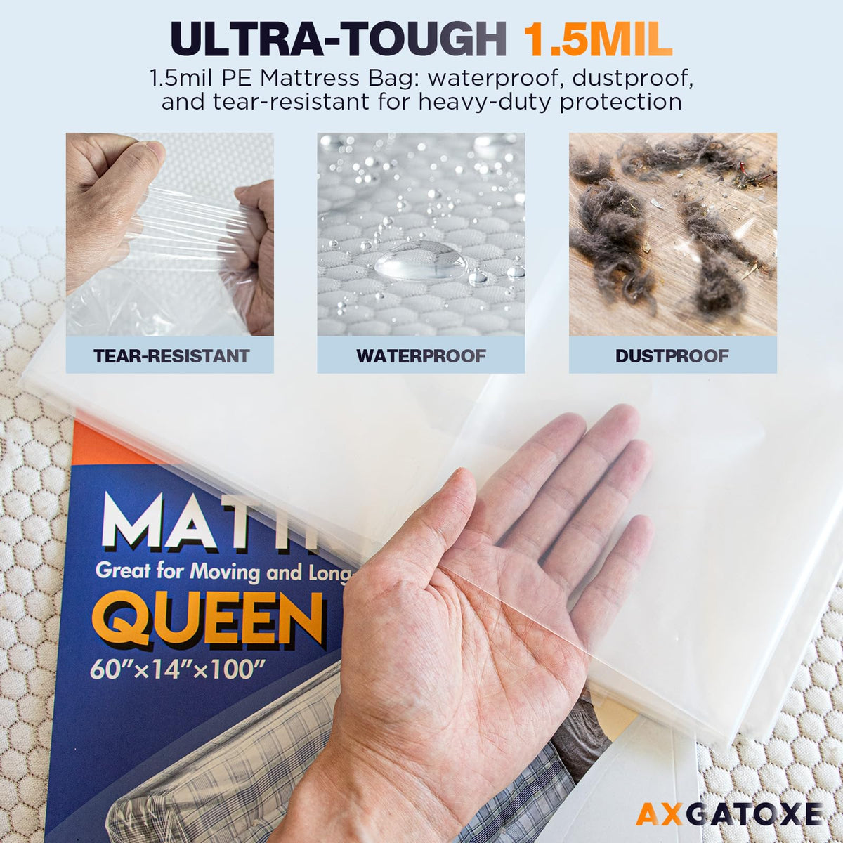 Plastic Mattress Bag for Moving Storage, King Size (1.5MIL)