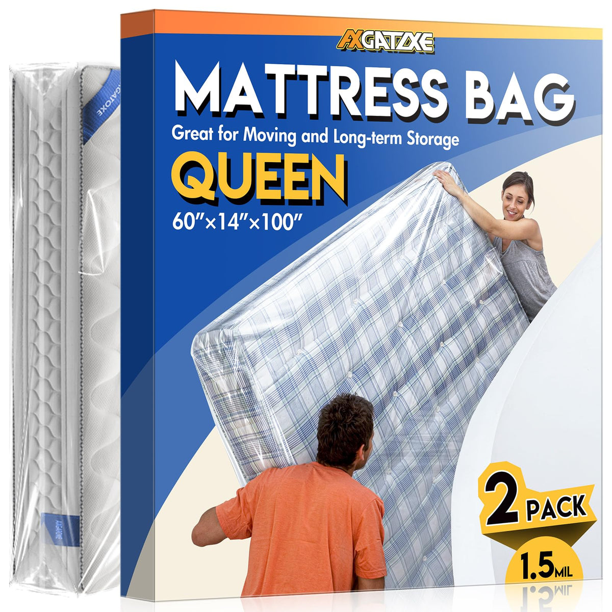Plastic Mattress Bag for Moving Storage, King Size (1.5MIL)