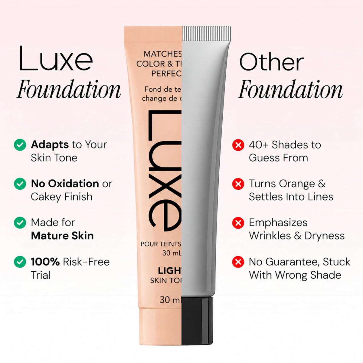 Luxe Color Changing Foundation, Korean Foundation for Mature Skin, Medium