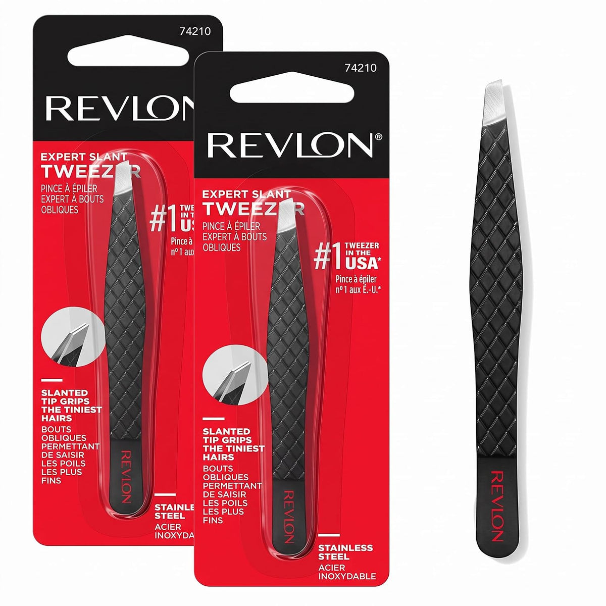 Revlon Expert Slant Tip Tweezer, Black, 1 Count