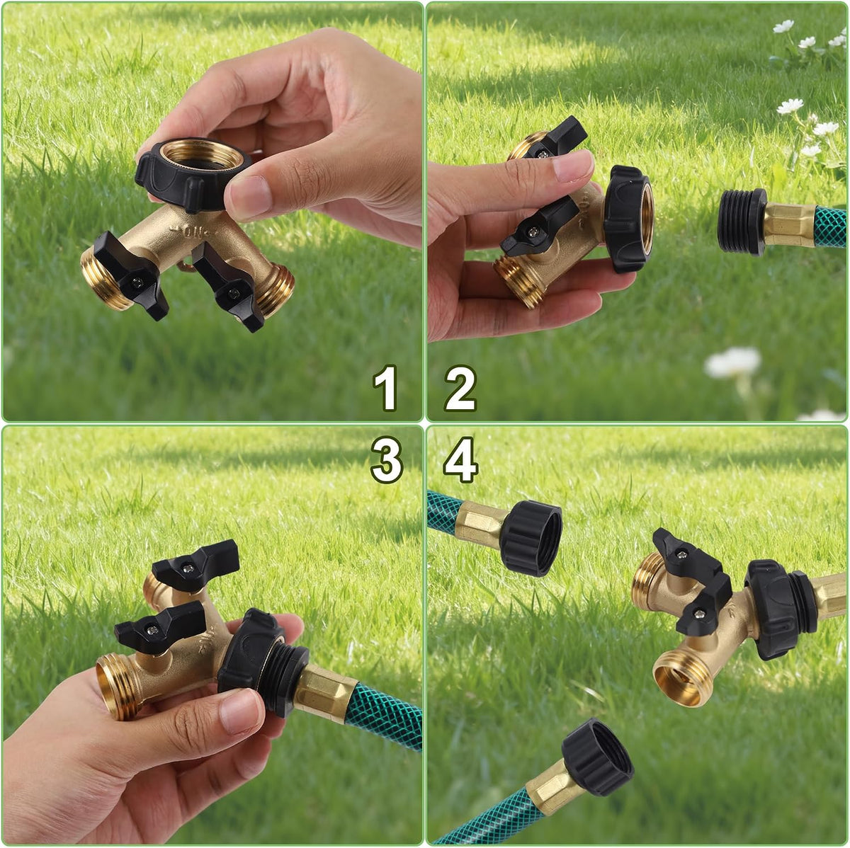 Biswing Garden Hose Splitter 2 Way, Heavy Duty Brass Connector Tap Splitter, Y Splitter 2 Valves with 2 Extra Rubber Washers Father Jim Norris notebooks