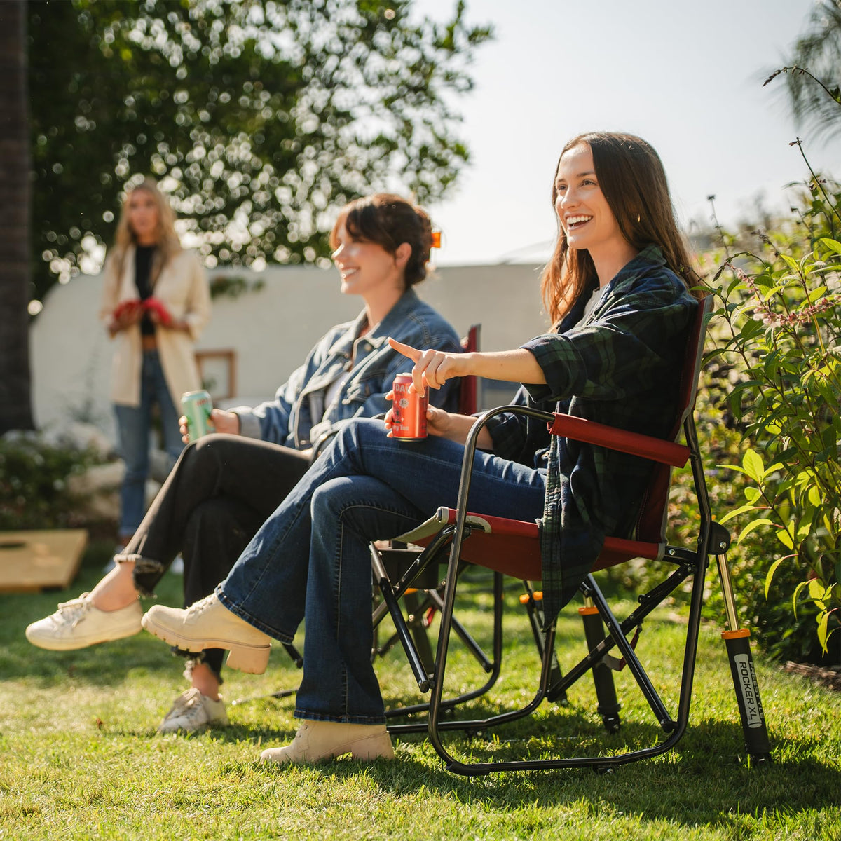 GCI Outdoor Freestyle Rocker XL with Side Table Camping Chair | Portable Folding Rocking Chair with Solid, Durable Armrests, Drink Holder & Comfortable Backrest — Black Father Jim Norris notebooks