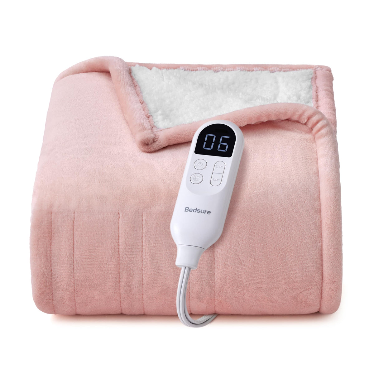 Bedsure Electric Blanket Twin with Preheat Function - Soft Flannel Heated Blanket Twin Size, Fast Heating with 6 Time Settings (Up to 10H) & 6 Heat Settings, Gifts for Grandma (62x84 inches, Grey)