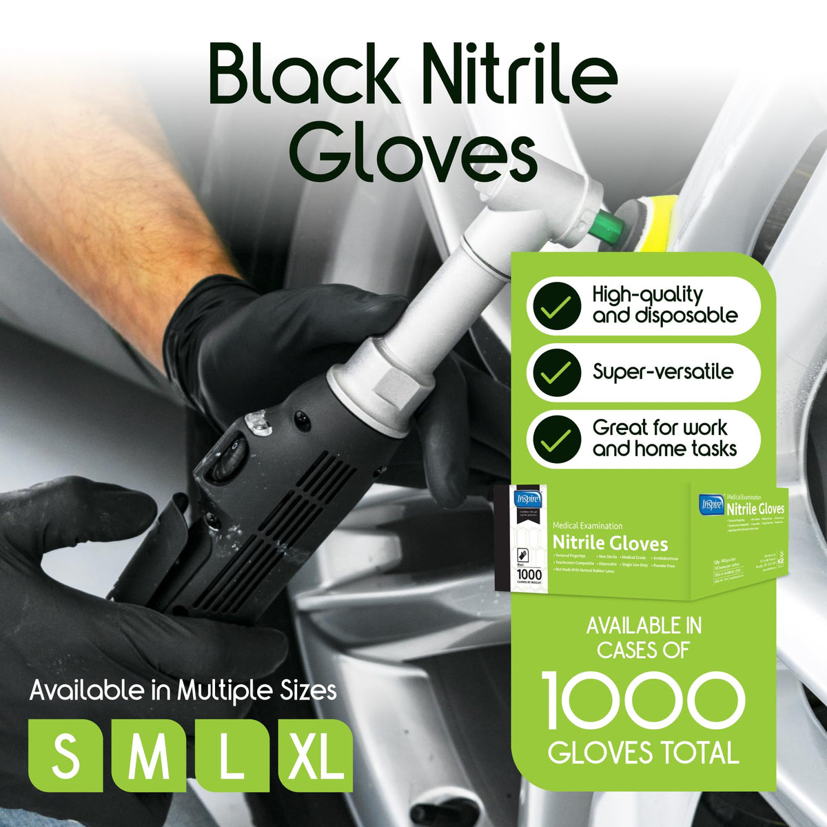 Inspire Black Nitrile Disposable Gloves | 4.5 Nitrile Disposable Safety Medical Cooking Cleaning Gloves Father Jim Norris notebooks