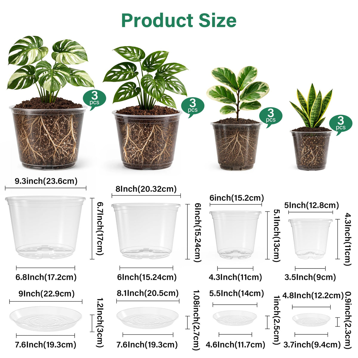 Bluepro Clear Nursery Pots with Humidity Domes, 4 Inch, 30-Pack Father Jim Norris notebooks