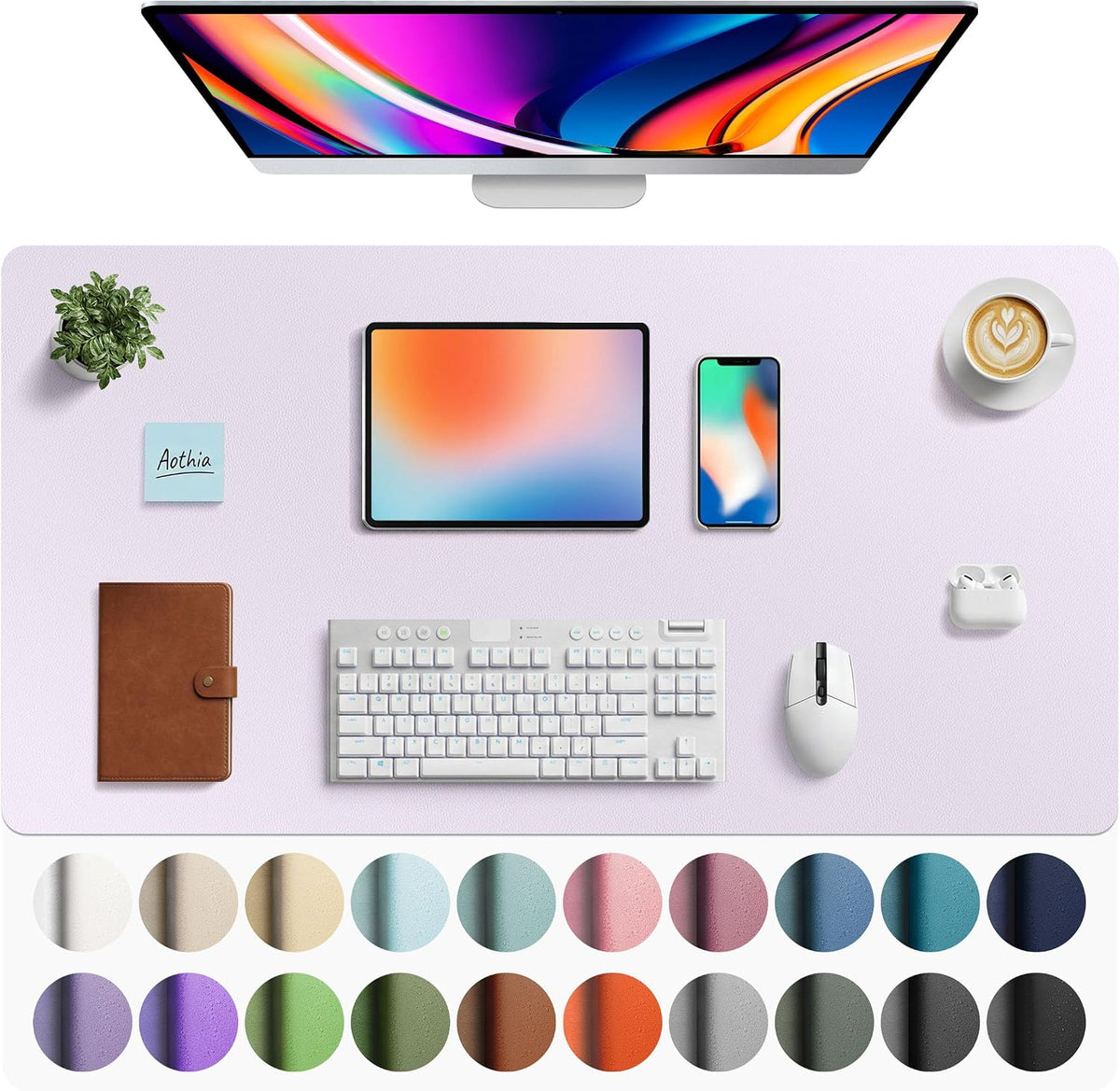 Aothia Non-Slip Waterproof PU Leather Desk Pad Protector for Mouse, Writing Desk, Office, Home, Laptop Blotter, 23.6" x 13.7", Black Father Jim Norris notebooks