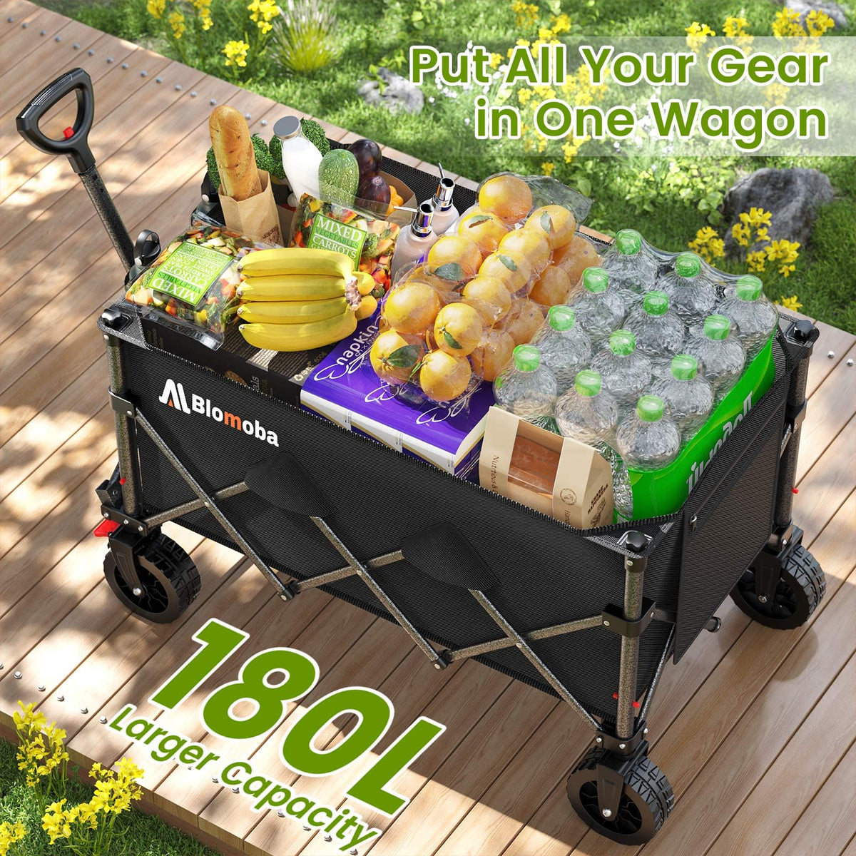Blomoba Folding Wagon Cart with Wheels, 220lbs Utility Wagon Cart, Black Father Jim Norris notebooks