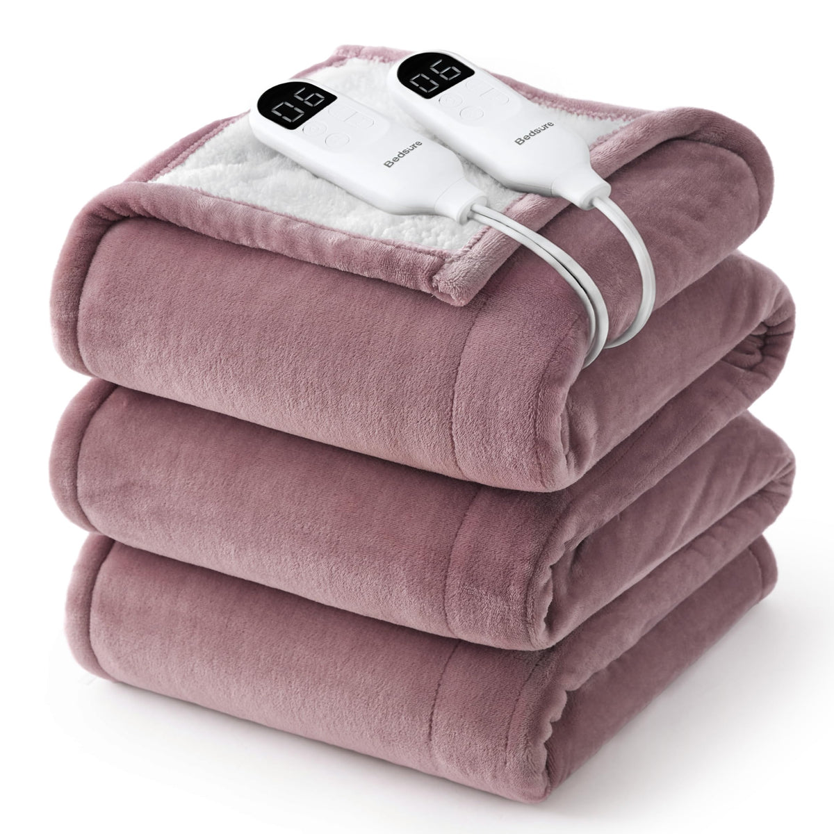 Bedsure Electric Blanket Twin with Preheat Function - Soft Flannel Heated Blanket Twin Size, Fast Heating with 6 Time Settings (Up to 10H) & 6 Heat Settings, Gifts for Grandma (62x84 inches, Grey)