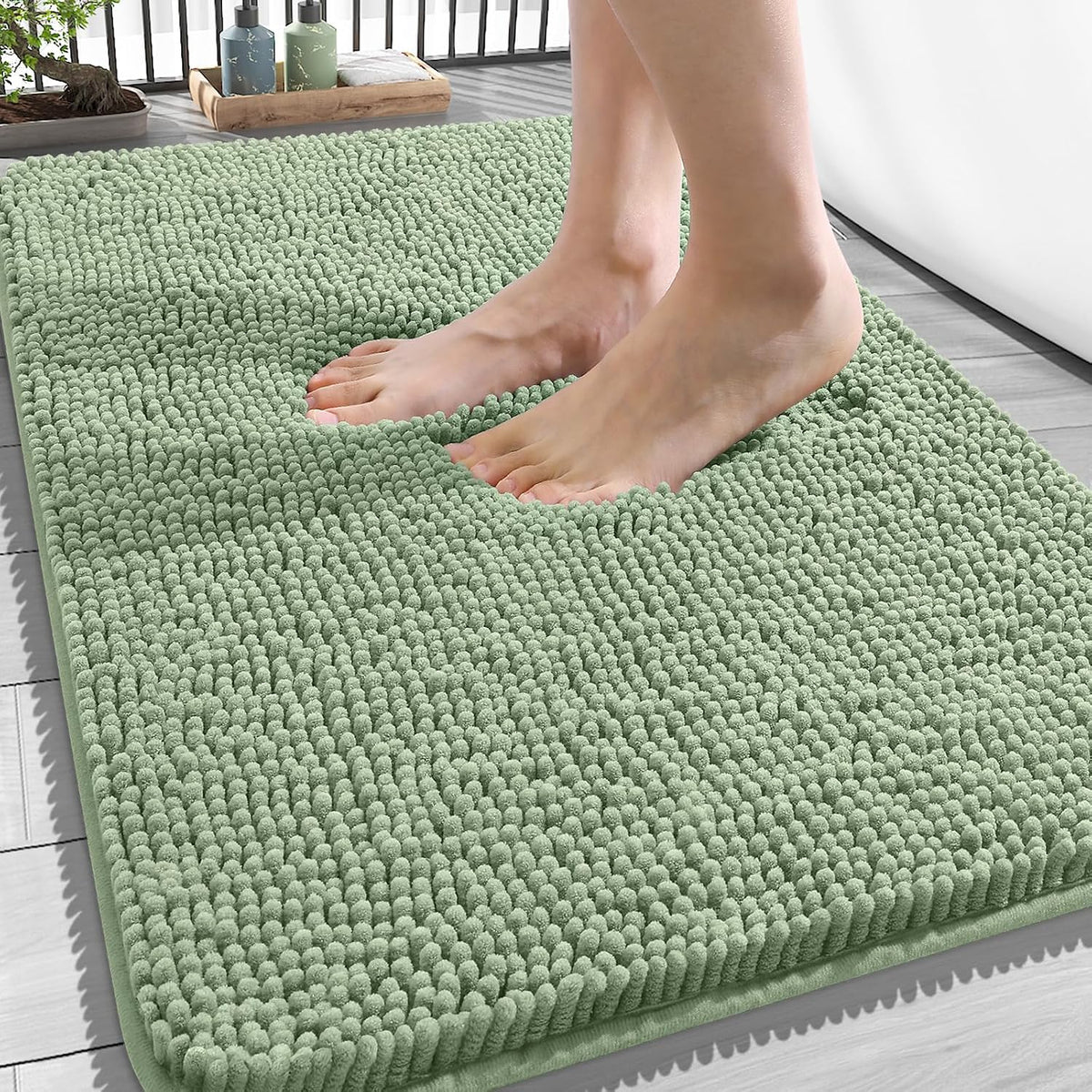 OLANLY Toilet Rugs U-Shaped 20x20,, Soft Absorbent Chenille Contour Rugs