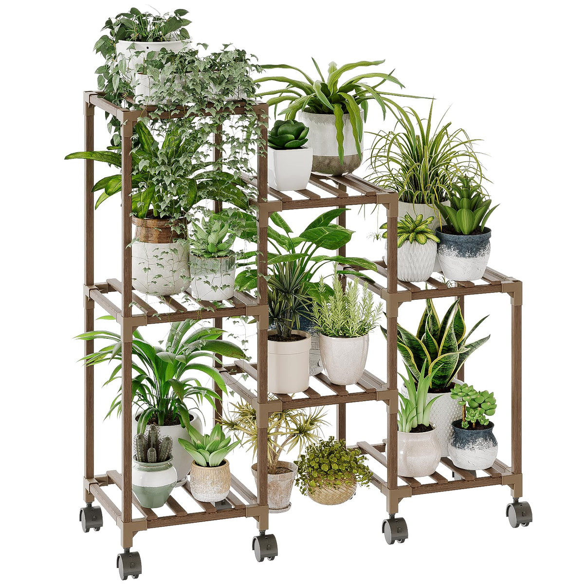 Bamworld Plant Stand Indoor with Flower Fairy Lights Battery Plant Shelf Father Jim Norris notebooks