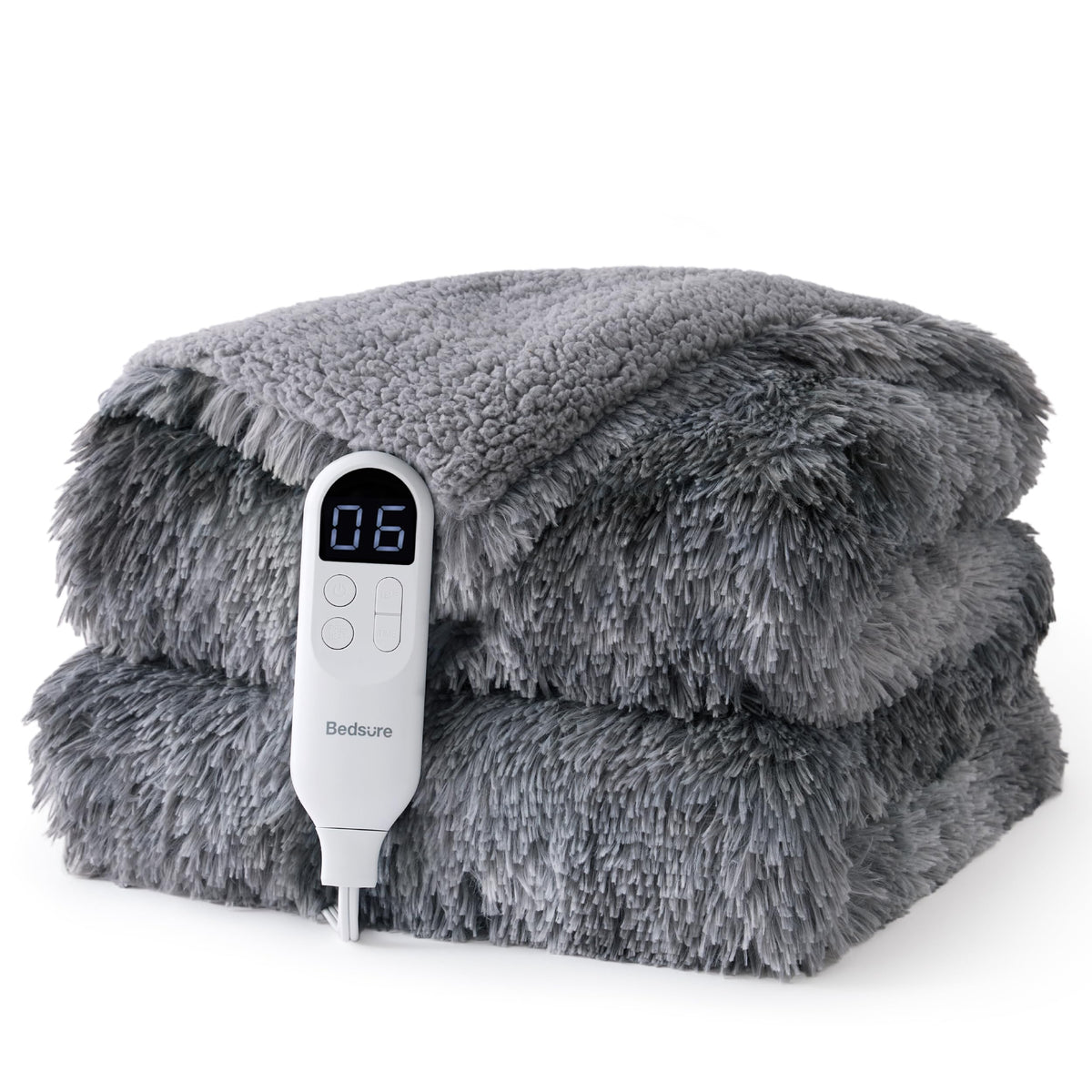 Bedsure Electric Blanket Twin with Preheat Function - Soft Flannel Heated Blanket Twin Size, Fast Heating with 6 Time Settings (Up to 10H) & 6 Heat Settings, Gifts for Grandma (62x84 inches, Grey)